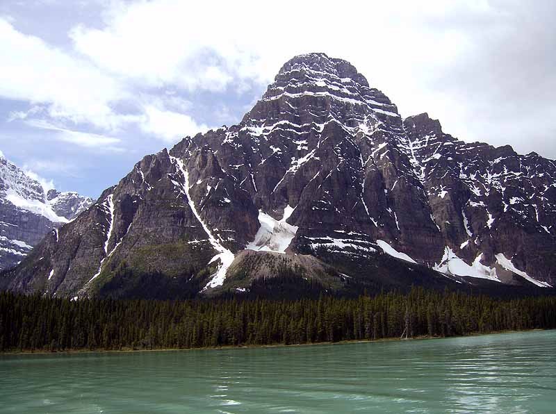 Waterfowl Lakes Campground or hwy 97 rest stop on side of lake