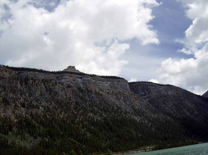 Waterfowl Lakes Campground or hwy 97 rest stop on side of lake