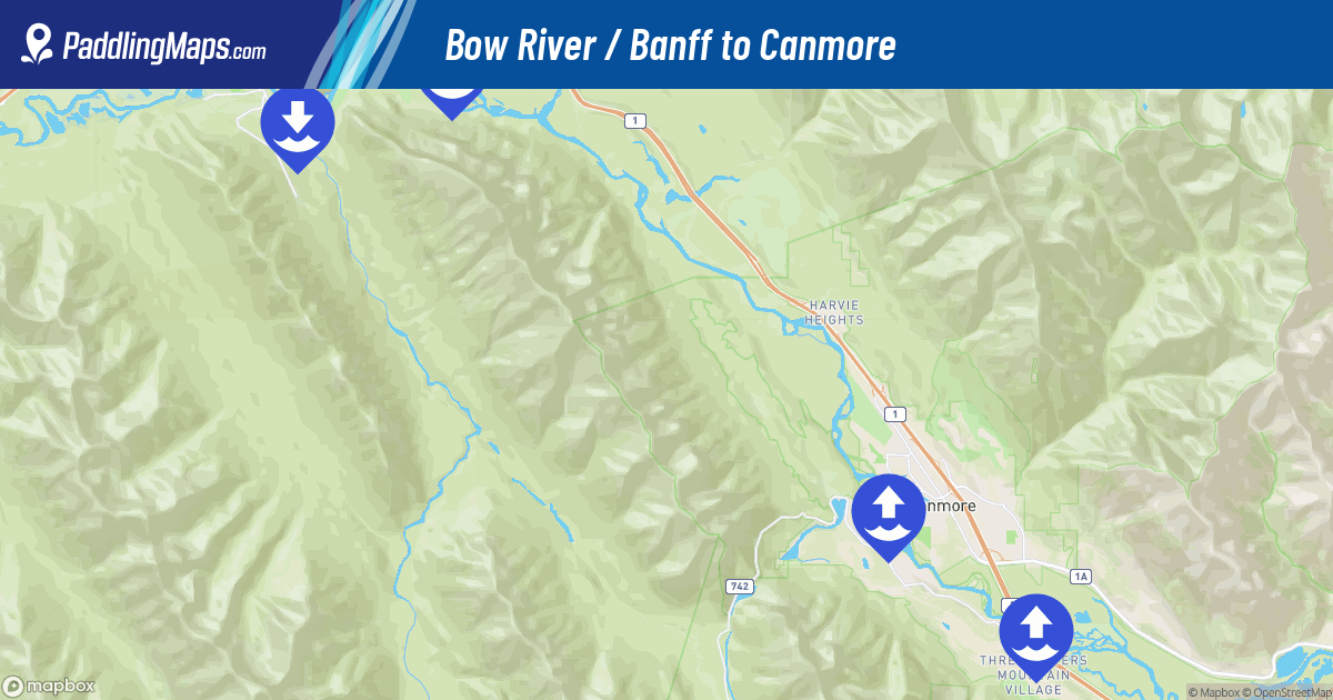 Banff To Canmore Bow River Alberta Trip PaddlingMaps   Static Map