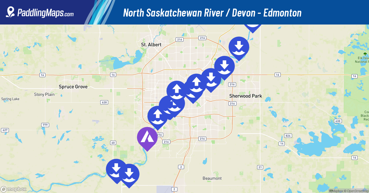 Devon Edmonton North Saskatchewan River Alberta Trip PaddlingMaps   Static Map